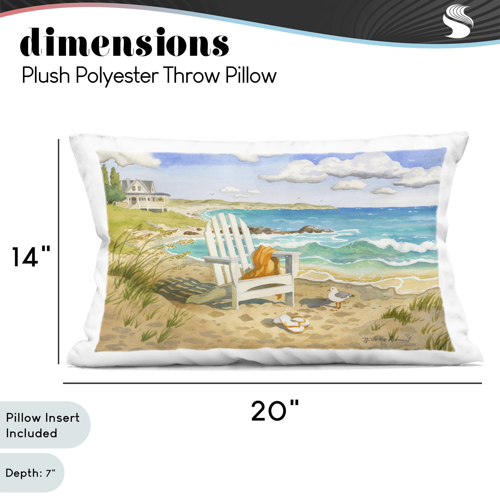 Stupell Industries Waiting For You by Beach Decorative Printed Throw Pillow, design by Robin Altman, 14 x 7 x 20