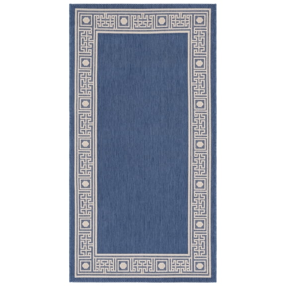 SAFAVIEH Courtyard Chase Traditional Indoor/Outdoor Area Rug, 2'7" x 5', Blue/Beige
