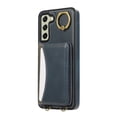 thumbnail image 3 of for Samsung Galaxy S22 Wallet Case with Card Slots, Hand Wrist Strap Rotate Ring Design, Finger Grip Ring PU Leather Magnetic Button Shockproof Purse Phone Cover for Galaxy S22, Blue, 3 of 7