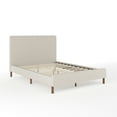 thumbnail image 2 of Martha Stewart Britta Full Upholstered Platform Bed with Rounded Headboard, Piped Detailing and Cushioned Siderails, Wood Slat Bottom, No Box Spring Needed, Beige, 2 of 11