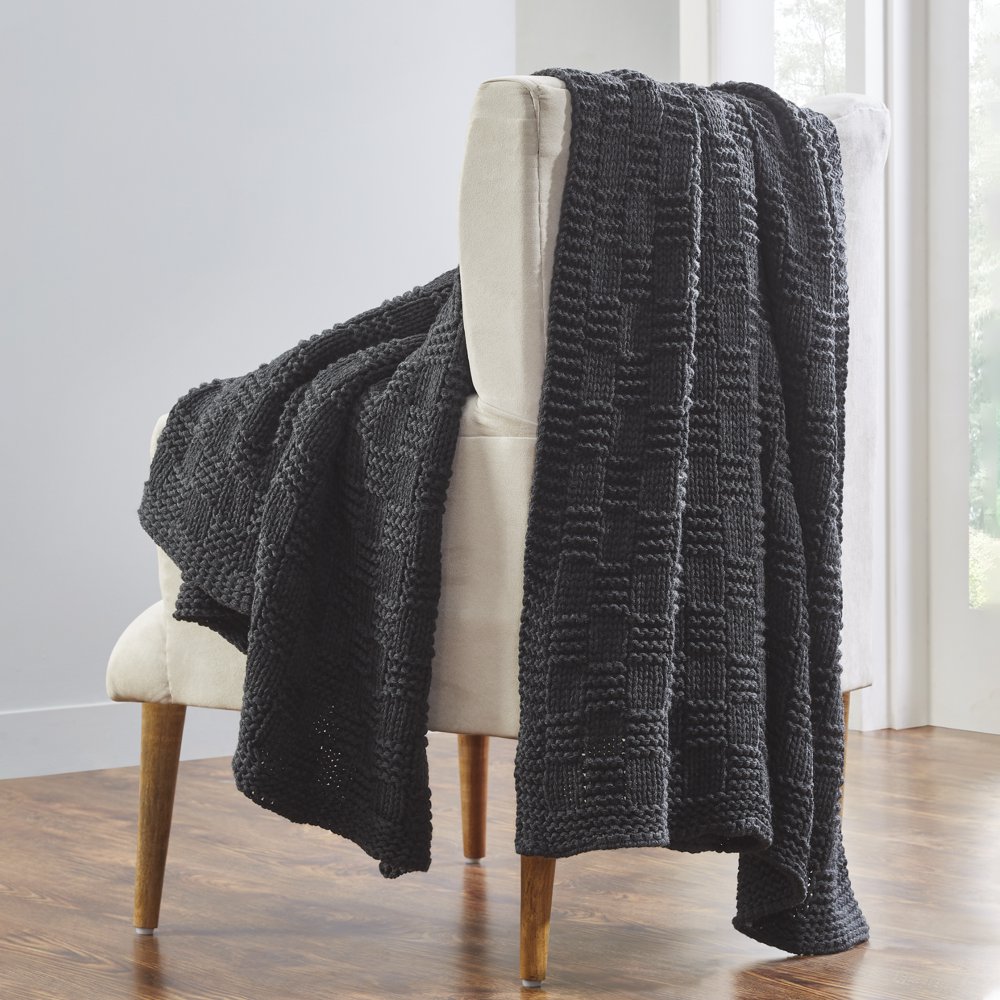 Modern Threads Acrylic Knit Throw, 50" x 70", Phelon, Charcoal