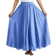 thumbnail image 5 of BUWTTER Skirts for Women Flowy Maxi Daily Wear A Line Ruffle Comfortable Elastic Waist Loose Long Blue Skirt 85CM, 5 of 7