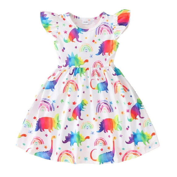 BULLPIANO Toddler Baby Girls Dresses Ruffle Dress Short Sleeve Casual Dresses Summer Clothes Birthday Party Dress
