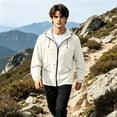 thumbnail image 6 of Sewkxo Mens Rain Jacket Lightweight Raincoat Waterproof with Hood Outdoor Windbreaker Jacket Travel Rain Jackets,White S, 6 of 7