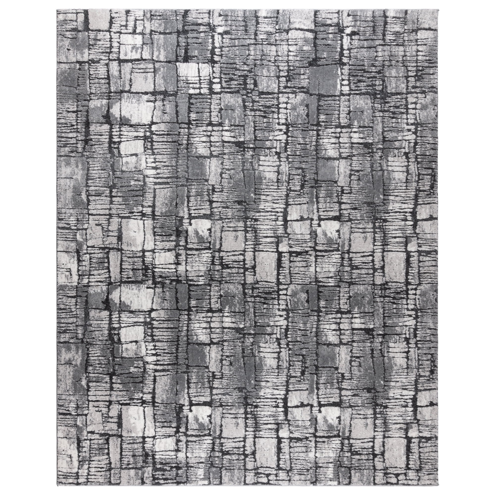 Gertmenian Imani Gael Modern Abstract Plush Charcoal/Gray/Black Shag Indoor Area Rug, 9FTx12FT