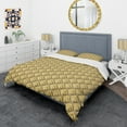 thumbnail image 3 of Designart 'Golden Plaid pattern' Mid-Century Modern Duvet Cover Set, 3 of 4