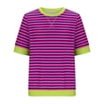 thumbnail image 4 of FcBaudy Hauts pour Femmes, Chemises pour Femmes, Chemisiers et Chemises à Manches Courtes à Col Rond Mode Blouse Décontractée Confortable à Imprimé à Col Rond à Manches Courtes Haut Blouse T-Shirt Femme Blouse, 4 of 5