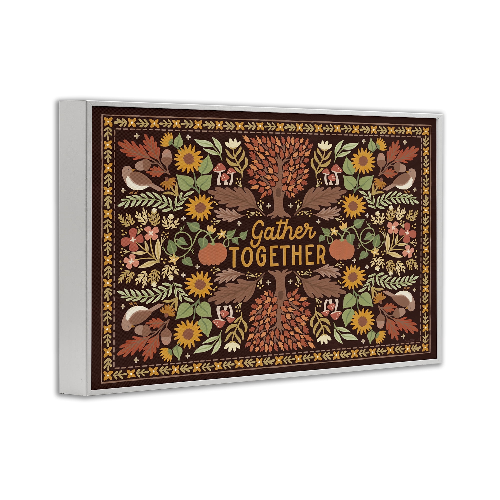 Stupell Industries Gather Together on Brown Landscape Painting White Framed Art Prints Wall Art, 24 x 16