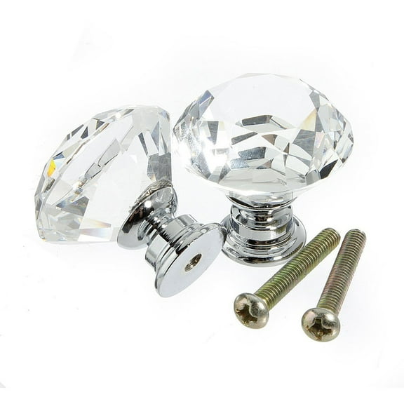 FELTECHELECTR Unique Cabinet Knobs Transparent Crystal Glass 10Pcs