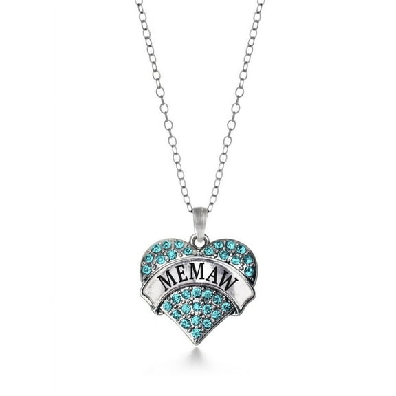 Memaw Aqua Pave Heart Necklace