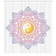thumbnail image 2 of Orient Shower Curtain, Color Change Design Yin Yang Symbol and Spirals and Dots Folkloric Design Print, Fabric Bathroom Set with Hooks, 69W X 84L Inches Extra Long, Multicolor, by Ambesonne, 2 of 2