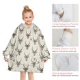 thumbnail image 6 of Beige Antelope Head Pattern Blanket Hoodies for Kids 6-13YR Oversize Wearable Blanket Hoodies for Boys Girls Teens, 6 of 7