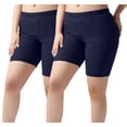 thumbnail image 1 of Pantalones cortos de yoga de 2 piezas para mujer, de poliéster, con cintura elástica y color liso., 1 of 6