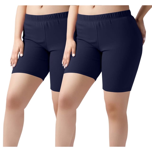 Pantalones cortos de yoga de 2 piezas para mujer, de poliéster, con cintura elástica y color liso.