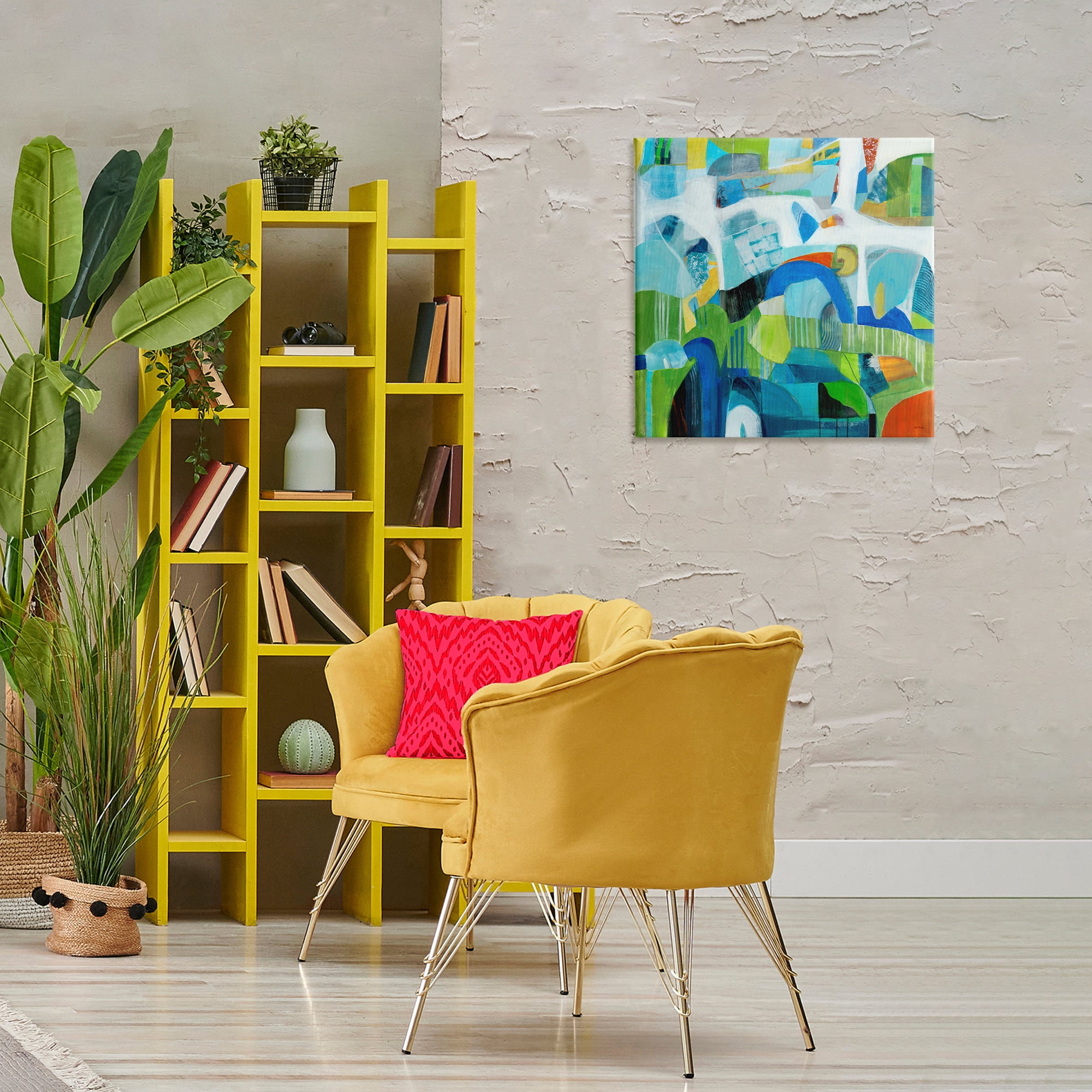 Stupell Industries Restless Bright Shapes Abstract Painting Wrapped Canvas Art Print Wall Art, 24 x 24