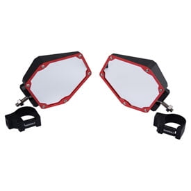 Assault Industries UTV Bomber Series Side Mirror Set with Clamps 2" Black/Can-Am Red For Can-Am