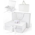 thumbnail image 1 of Juego de Cajas de Regalo, Con Caja de Regalo(34 * 25 * 12.5 CM)+ Bolsa de Regalo,con Bodas y Fiestas, Bridal shower, Boda, Halloween, Navidad (Blanco), 1 of 4