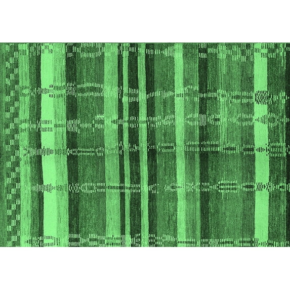Ahgly Company Indoor Rectangle Oriental Emerald Green Industrial Area Rugs, 2' x 5'