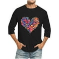 thumbnail image 1 of Camisas de Manga Larga para los Hombres Día de San Valentín Impresión Cuello Redondo Moda Casual, Mezcla de Poliéster de Lino de Algodón para Primavera Verano, 1 of 8