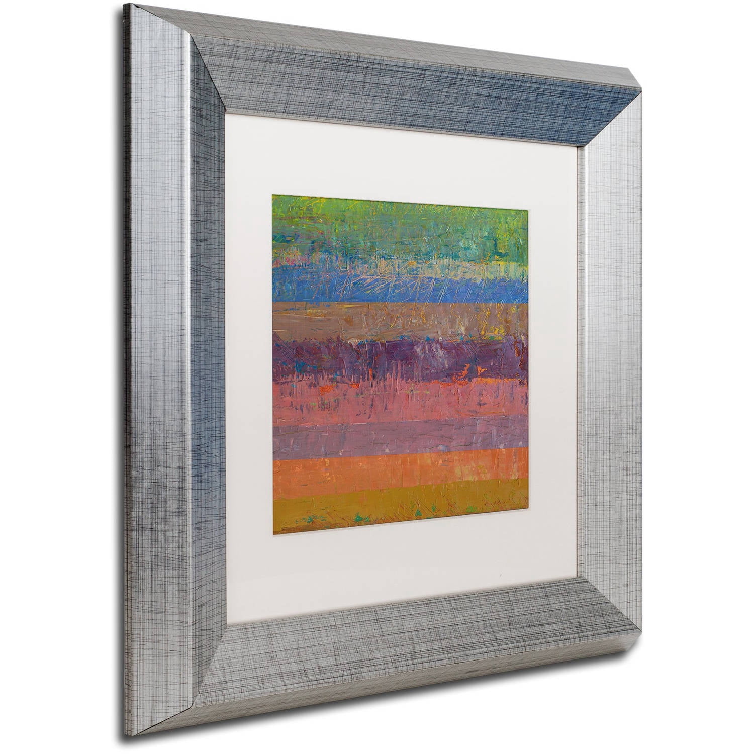 Trademark Fine Art "Pink Line" Canvas Art by Michelle Calkins, White Matte, Silver Frame