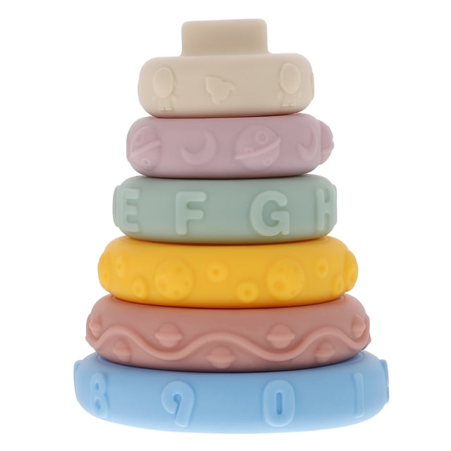 FRCOLOR stacking rings Stacker for Kids Use Assorted Color Plastic Rings to Develop Skills and Cognitive Thinking,4.02"X3.58"X3.58"