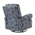 thumbnail image 2 of 14 Karat Home Upholstery Manual 360-Degree Swivel Recliner Nursery Chair with Nailhead Trims & Metal Swivel Base for Living Room, Navy, 2 of 10