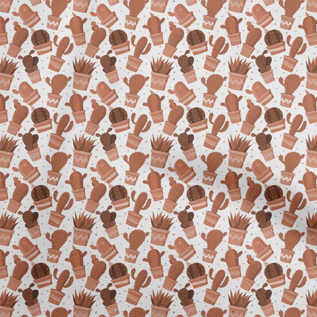 oneOone Polyester Lycra Rust Brown Fabric Cactus Craft Projects Decor Fabric Printed By The Yard 56 Inch Wide