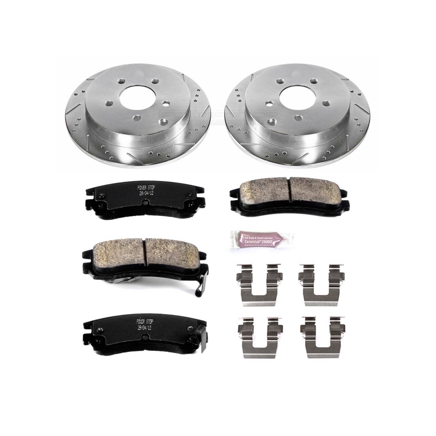 Power Stop Rear Brake Kit with Drilled & Slotted Rotors and Ceramic Brake Pads K5135