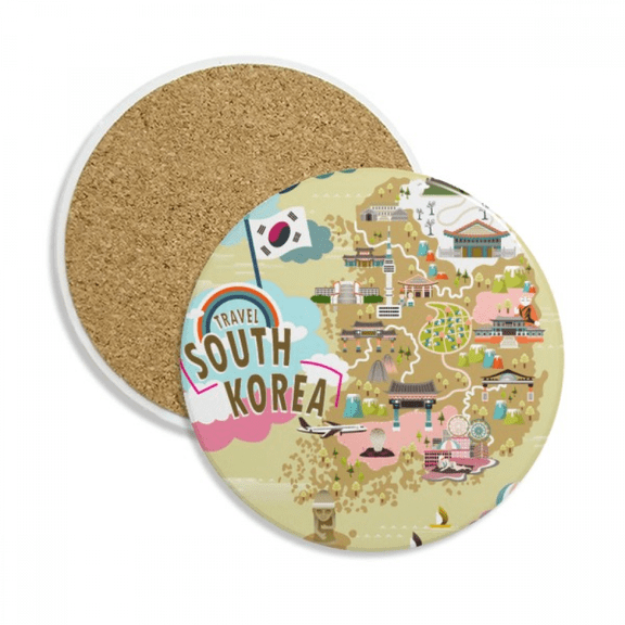 South Korea Map Love Travel Coaster Cup Mug Tabletop Protection Absorbent Stone