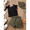 thumbnail image 3 of Bagilaanoe 3pcs Little Girl Short Pants Set Sleeveless Tank Tops + Shorts + Hat 2T 3T 4T 5T 6T 7T Kids Casual Summer Outfits, 3 of 9