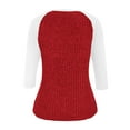 thumbnail image 5 of ABATAB Tunic Tops for Women Lightweight Fall Casual 3/4 Length Sleeve Shirts Trendy Color Block Ribbed Knitted Pullover Shirts(Medium,Red), 5 of 5