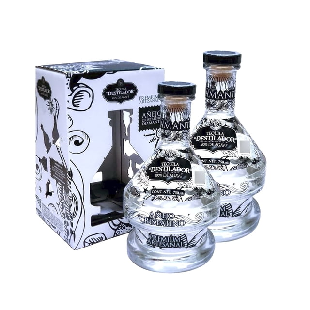 Duo Pack Tequila Destilador Artesanal Añejo Cristalino 750ml Destilador Tequila Añejo Cristalino