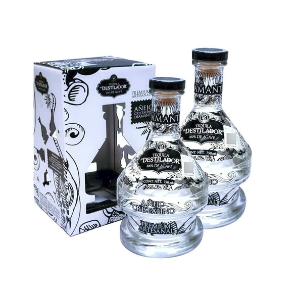 Duo Pack Tequila Destilador Artesanal Añejo Cristalino 750ml Destilador Tequila Añejo Cristalino