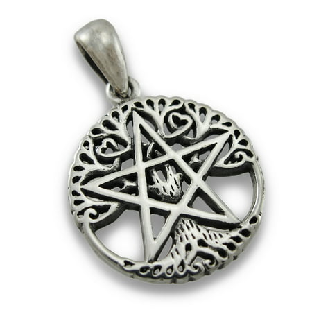 Sterling Silver Tree of Life Pentacle Pendant Pagan Wicca