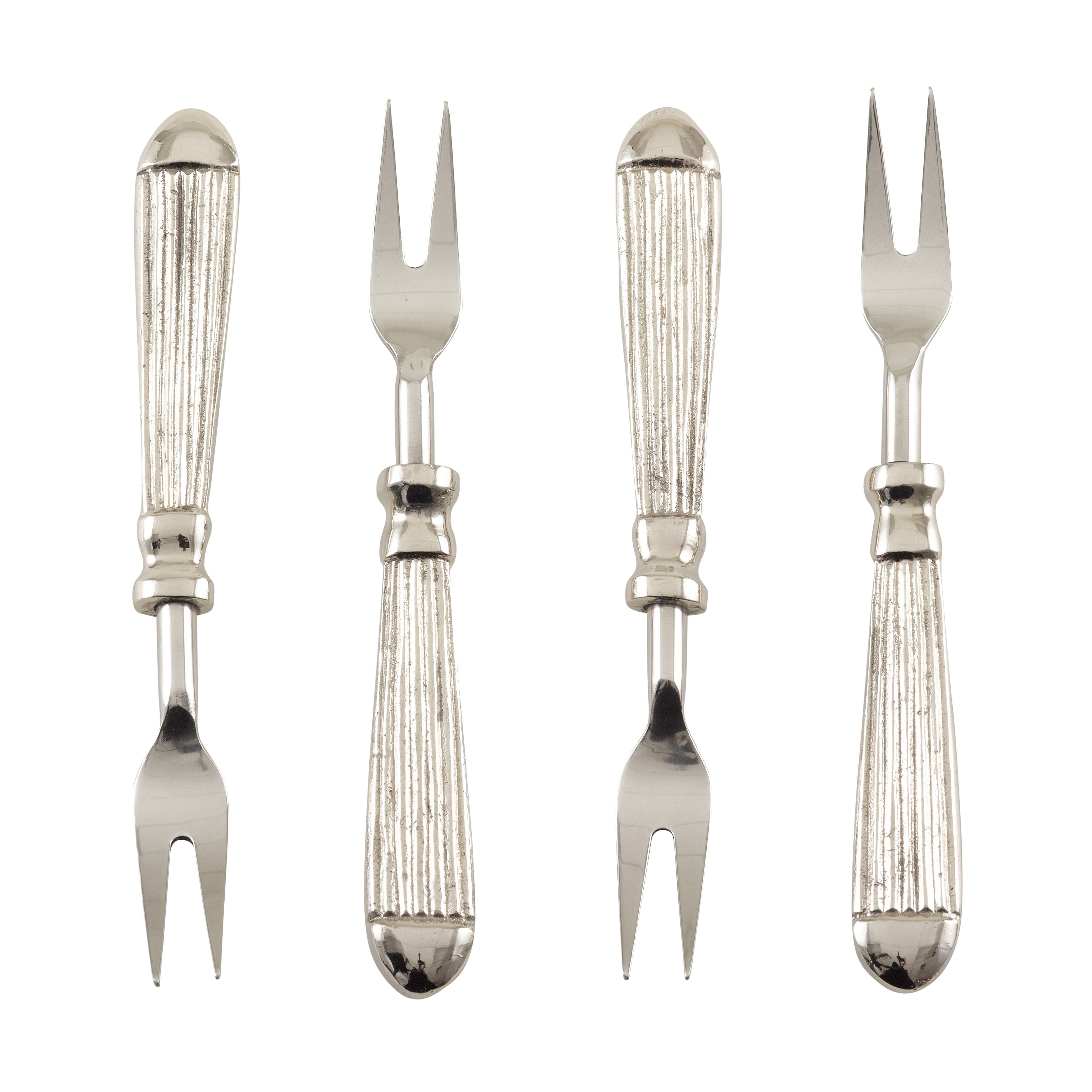 Saro Lifestyle Ribbed Design Texture Stainless Steel Cocktail Fork