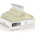 thumbnail image 1 of Premium Velvet Hanger (Pack of 30) by Closetry  | Extra Sturdy, Non-Slip Hanger, Strap Holder Notch, Belt, Tie, and Scarf Loop, Suit Hanger, Dress Hanger, Shirt Hanger, Coat Hanger, Black/Ivory, 1 of 4