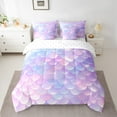 thumbnail image 2 of Manfei Cute Mermaid Pattern 7-Piece Twin Bedding Sets,Cartoon Ocean Sealife Bedding Comforter Set,Pink Purple Ombre Sheet Sets For Girls Kids,Super Cozy Room Decor Reversible, 2 of 8