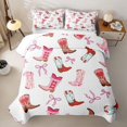 thumbnail image 2 of Homewish Western Cowgirl Boots Twin Quilt Set,Cute Bowtie Twin Coverlet Set,White Pink,2-Piece, 2 of 7