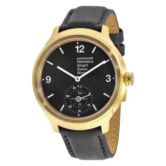 Helvetica No 1 Bold Smart Black Dial Black Leather Mens Watch MH1B2S20LB