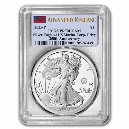 2025-P Proof Silver Eagle PR-70 PCGS (Marine Privy AR)
