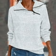 thumbnail image 2 of WREESH Womens Fashion Sweatshirt Quarter Zip Pullover Casual Lapel Solid Color Pullover Loose Fit Long Sleeve Tops Spring New Retro Casual Neck Zipper Sweater Plaid Pullover Sweater Top White, 2 of 5