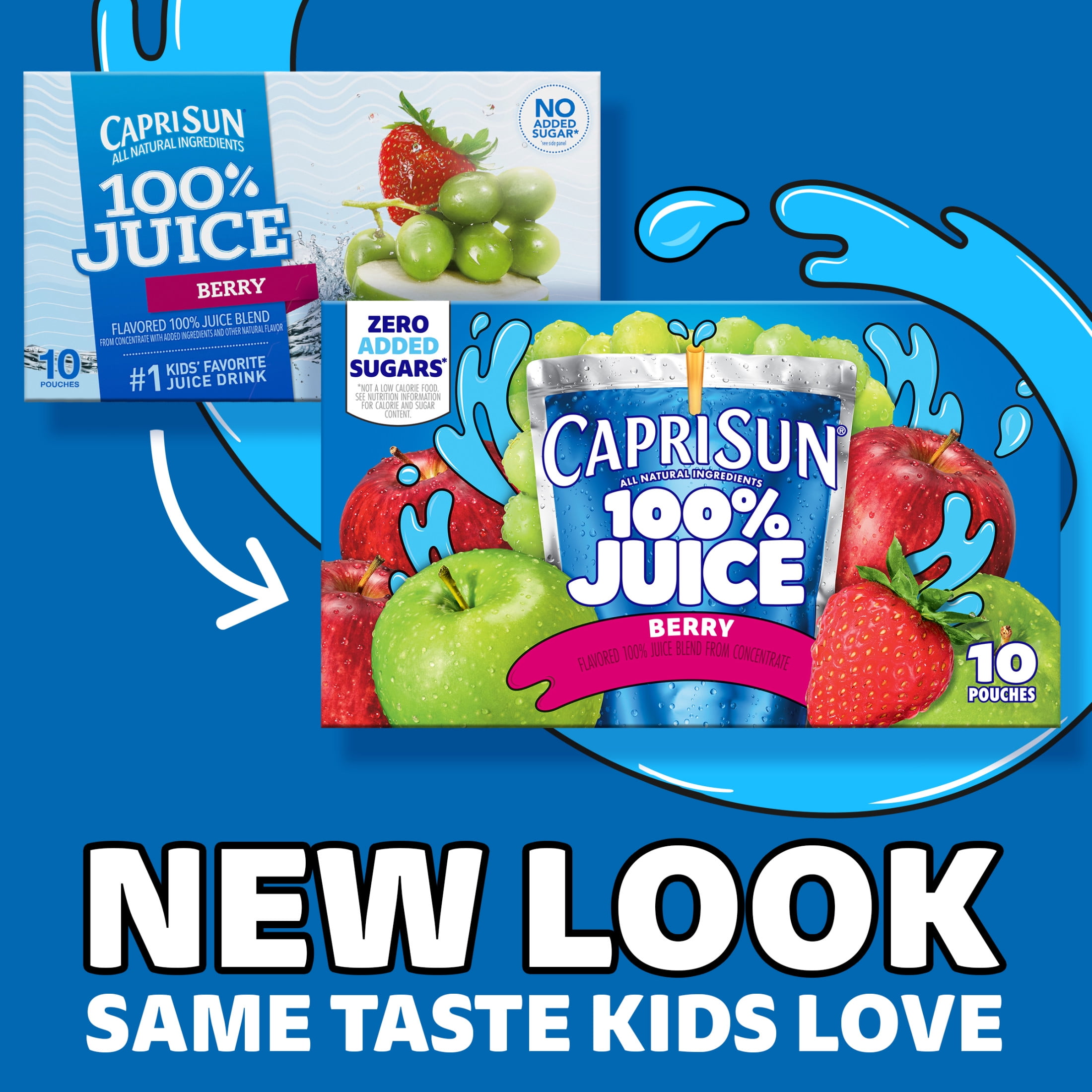 (4 pack) Capri Sun 100% Juice Berry Juice Box Pouches, 10 Ct Box, 6 fl oz Pouches, Liquids