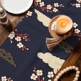 thumbnail image 3 of Japanese Style Table Runner 72 Inches, Modern Cranes Cherry Flower Wave Red Blue Bed Runner Dresser Scarves Tabletop for Indoor Outdoor Parties/Ceremony/Banquet, 16" x 72", 3 of 8