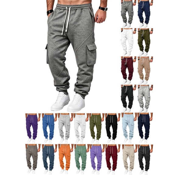 Dvprdro Sweatpants for Men with 4 Pockets Loose Fit Casual Cargo Lounge Joggers Elastic Bottom Athletic Workout Drawstring Pants