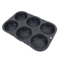 thumbnail image 1 of Hamburger Bun Pan, Easy To Clean Safe Reusable Multipurpose Silicone Foldable 6 Cavity Bread Baking Mould  for Ovens for Restaurant, 1 of 8