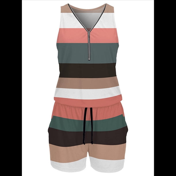 Vestido Mini de Verano A Rayas para Mujer, Sin Mangas, con Tirantes Halter y Bolsillos Negro XL