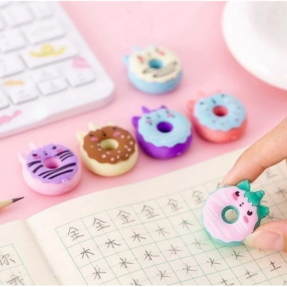 Unicorn Donut Pencil Erasers, Multicolor, 6 Count