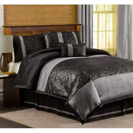 Metallic Animal 6 Pc Black Comforter Set Walmart Com