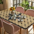 thumbnail image 3 of Vintage Geometric Table Cloths for 4 Foot Rectangle Tables, Green Brown Abstract Plaid Checkered Patio Waterproof Elastic Fitted Tablecloths, Washable Rectangular Table Cover for Camping, 3 of 8