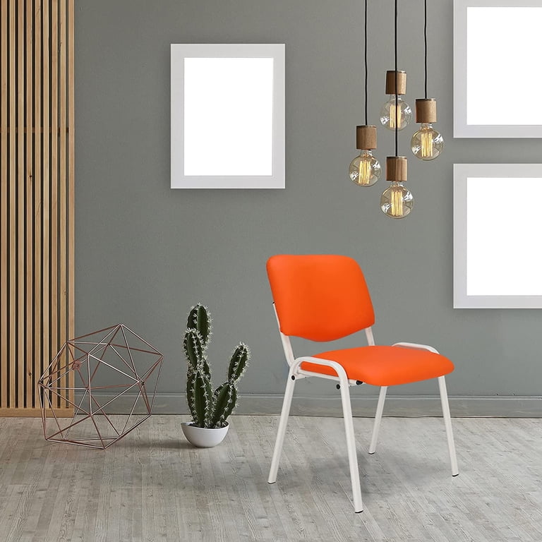 Metal Frame Stacking Chairs 4-Pack Modern Stackable Conference Chairs ...